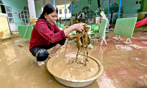 Xót xa cảnh thầy cô giáo vùng rốn lũ Đà Nẵng cọ rửa từng lớp bùn tìm lại đồ dùng cho học sinh