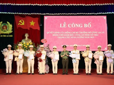 Thăng cấp bậc hàm, nâng lương cho 655 cán bộ, chiến sỹ công an tỉnh Lai Châu