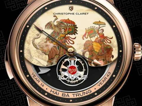 Đồng hồ Thụy Sĩ in hình Hai Bà Trưng cưỡi voi đánh trận