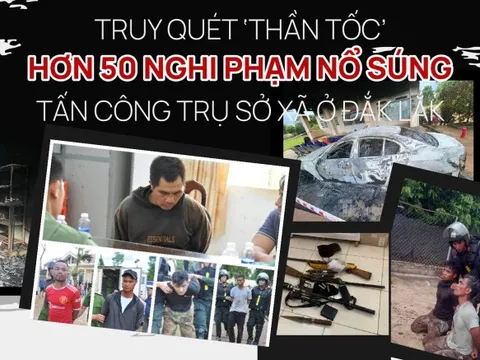 Truy quét ‘thần tốc’ hơn 50 nghi phạm nổ súng tấn công trụ sở xã ở Đắk Lắk