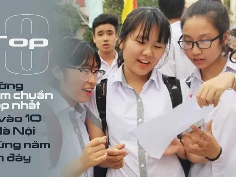 Infographics: Top 10 trường điểm chuẩn thấp nhất thi vào 10 ở Hà Nội những năm gần đây