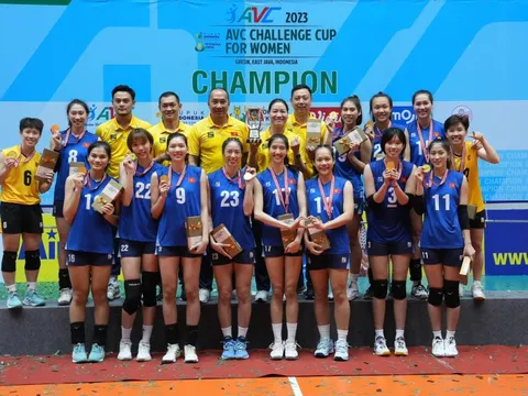 Ngược dòng hạ Indonesia, bóng chuyền nữ Việt Nam vô địch AVC Challenge Cup