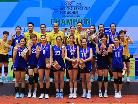Bóng chuyền nữ Việt Nam thăng hạng chóng mặt sau chức vô địch AVC Challenge Cup 2023