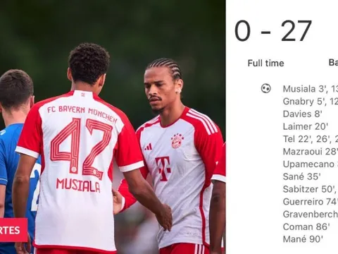 Bayern Munich hủy diệt đối thủ bằng tỷ số không tưởng