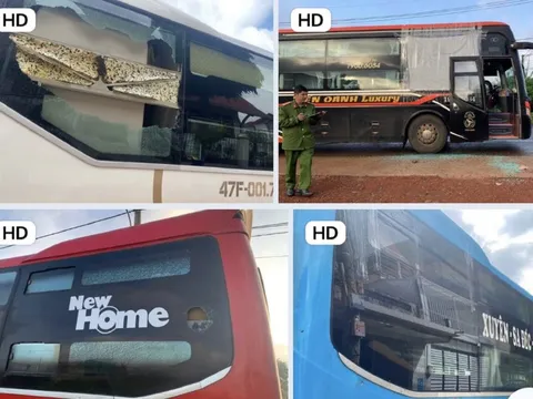 Đi nhậu về, nhóm thanh niên nhặt đá ném xe khách vì bị chói mắt