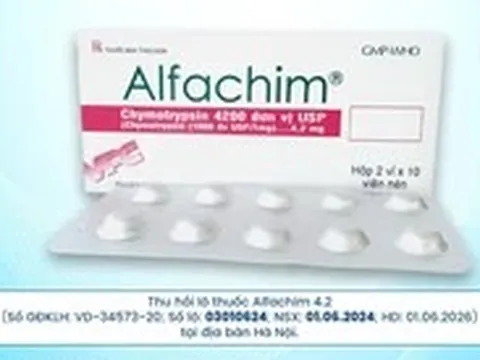 Dược Cửu Long thông báo thu hồi sản phẩm Alfachim 4.2 số lô 03010624 tại Hà Nội