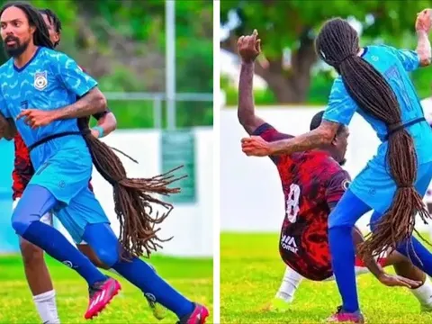 Kỳ lạ: Cầu thủ đá vòng loại World Cup với bộ tóc dài tới gần… gót chân