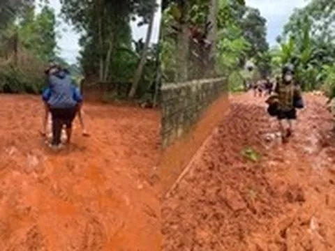 Thí sinh Yên Bái lội bùn lầy, đi xe chuyên dụng đến điểm thi tốt nghiệp THPT