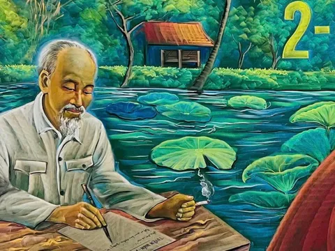 Thầy giáo vẽ tranh về Quốc khánh bằng phấn viết bảng 'gây sốt'