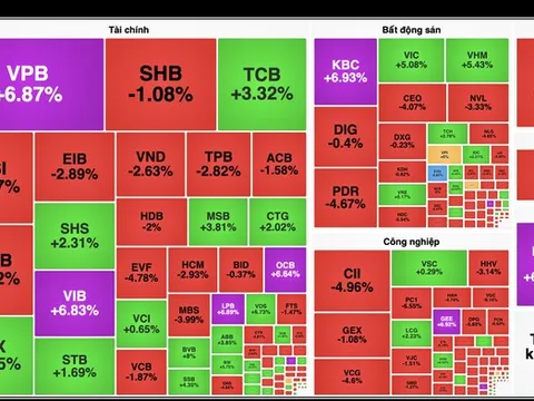 Cổ phiếu ngân hàng và bất động sản bắt tay nhau kéo VN-Index trong một phiên rung lắc mạnh