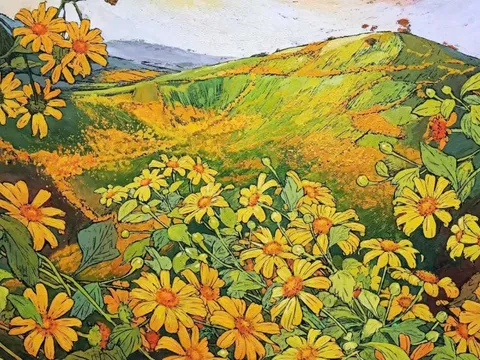 Vải vụn, khắc gỗ, sơn dầu kể chuyện ‘Hoa xuống phố’